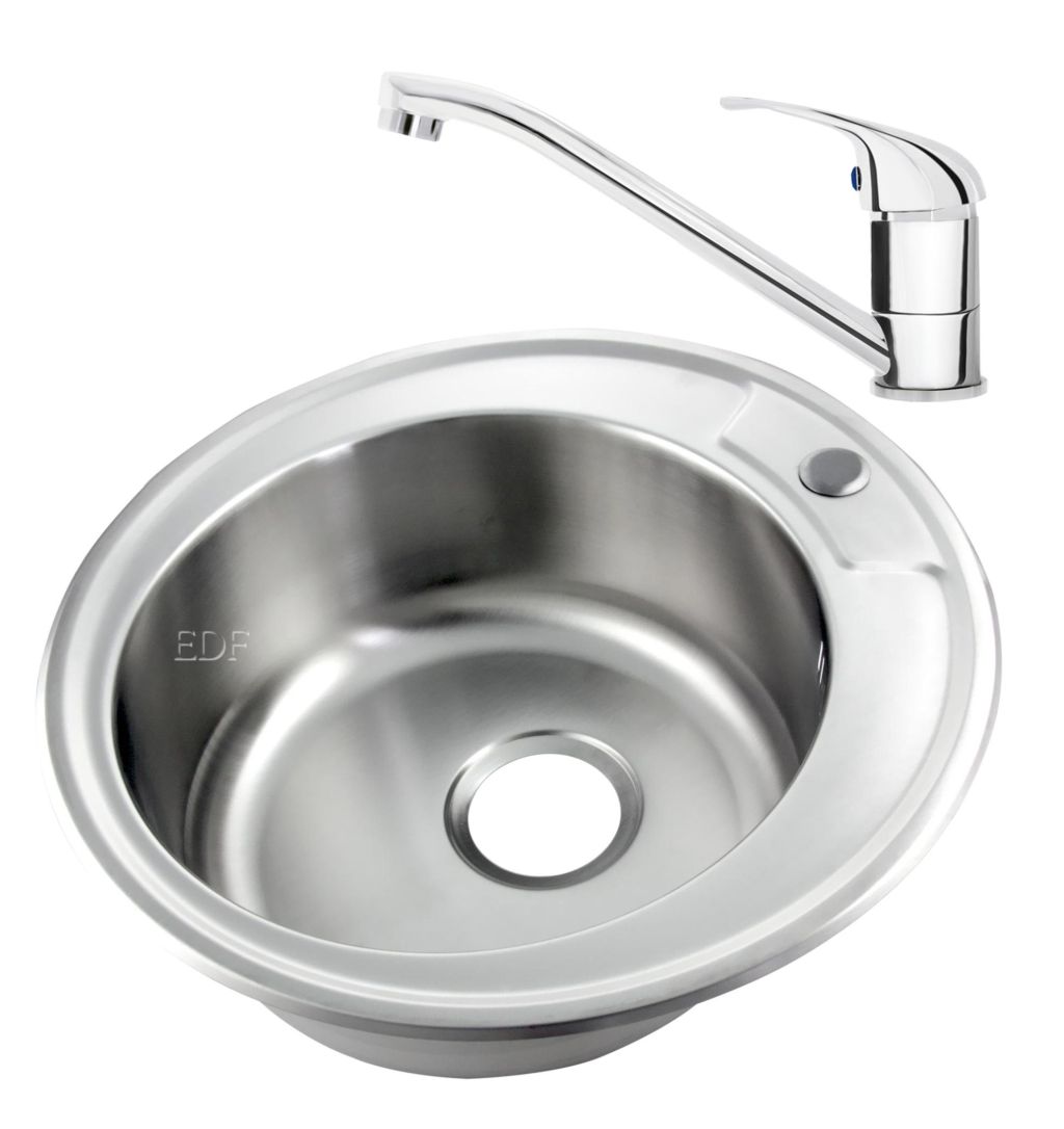 Runde Edelstahlspüle inkl. Zubehör und Armatur Spülbecken Spüle Küchenspüle ZHCD0813