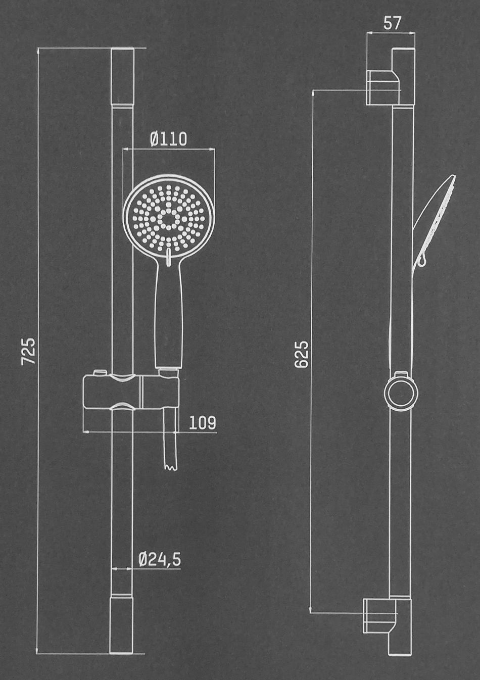 Brausestangengarnitur NERO schwarz mit Brauseschlauch, Brausestange, Handbrause