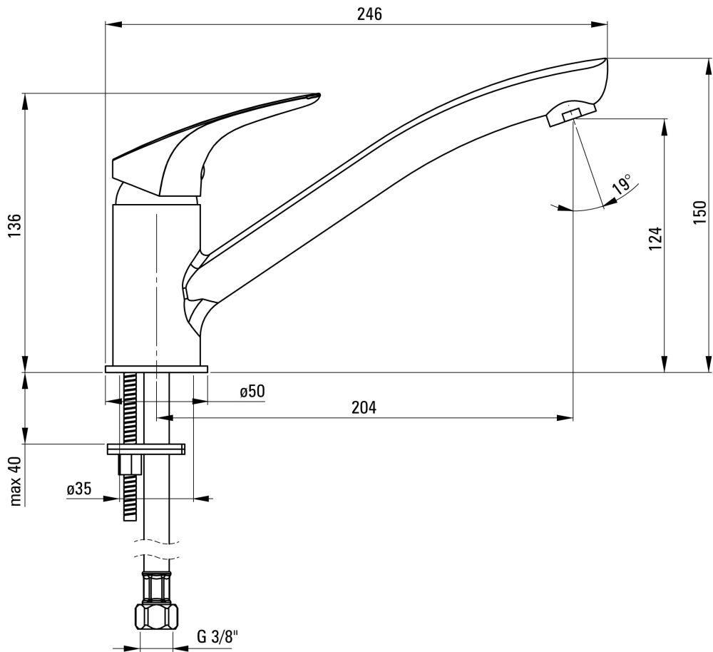 Hochdruck Küchenarmatur Chrom Einhebelmischer Küche Standard Spültischarmatur