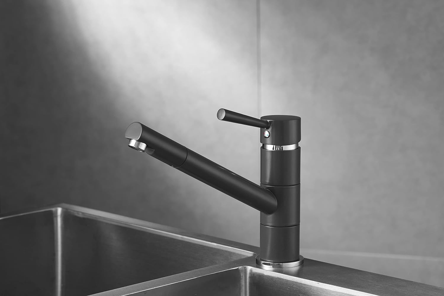 Spültisch-Einhebelmischer SIENA, Wasserhahn Spüle Hochdruck, Küchenarmatur dunkelgrau