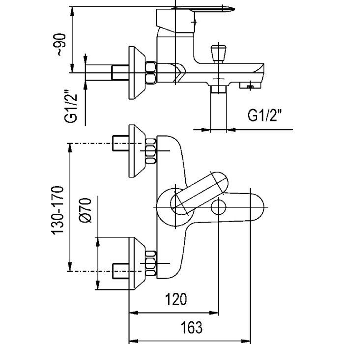 Wannenfüllarmatur Cyrkon, Badewannenarmatur Einhandmischer Bad Armatur Chrom