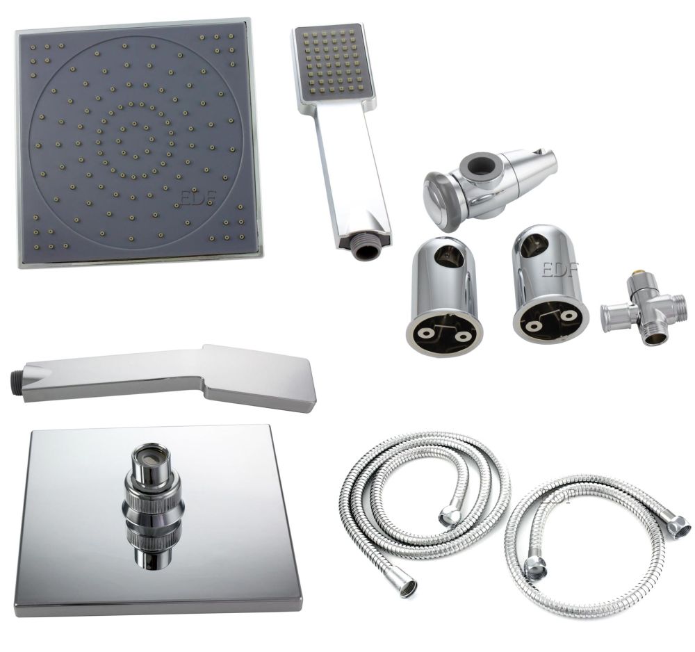 Duschsäule FINE SHOWER Überkopfbrause-Set Chrom Handbrause und ABS Kopfbrause