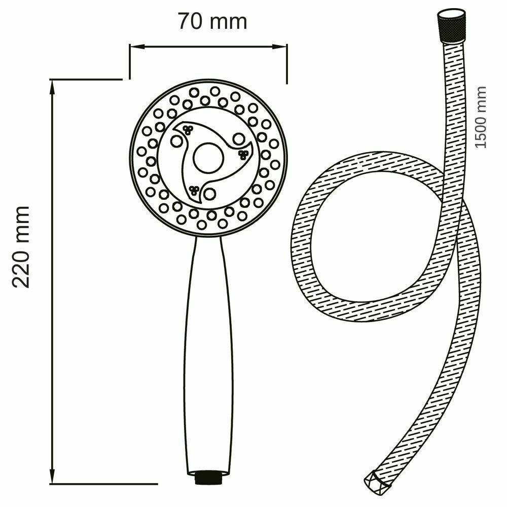 Handbrause NAPOLI mit 150cm Schlauch, chrom, Duschkopf mit 4 Strahlarten