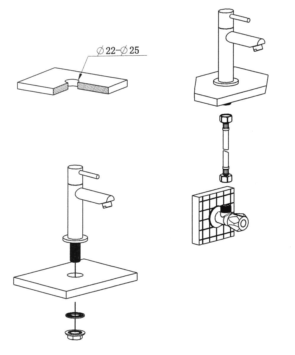 Kaltwasserarmatur schwarz Standventil mit Kopfsteuerung Wasserhahn Gäste-WC/Bad 