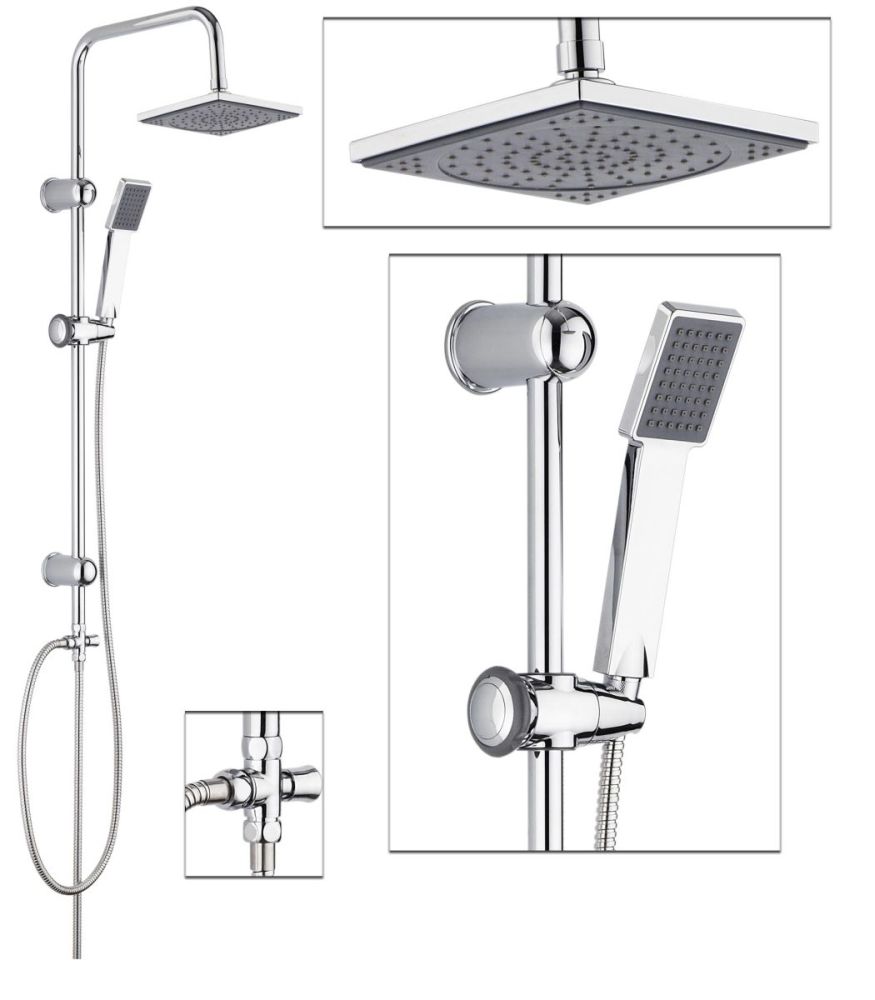 Duschsäule FINE SHOWER Überkopfbrause-Set Chrom Handbrause und ABS Kopfbrause