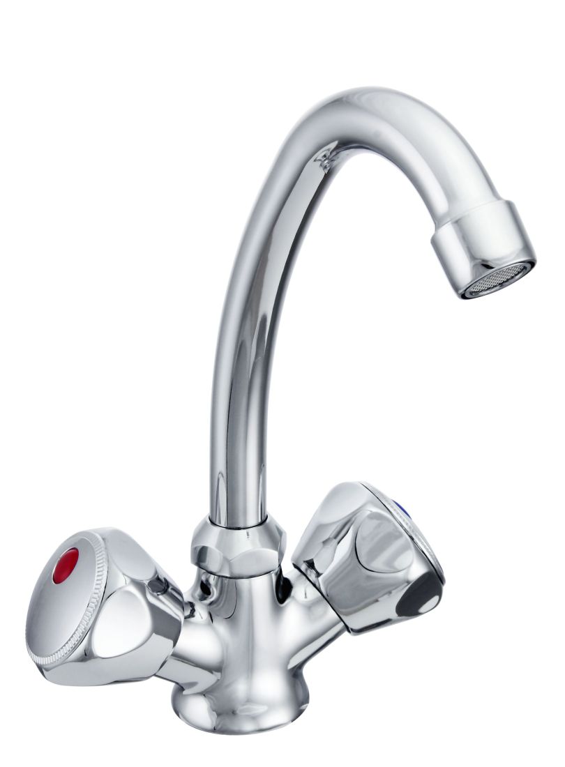 Waschtisch Armatur Standard Stand Waschbeckenarmatur Zweigriff Mischer, Chrom