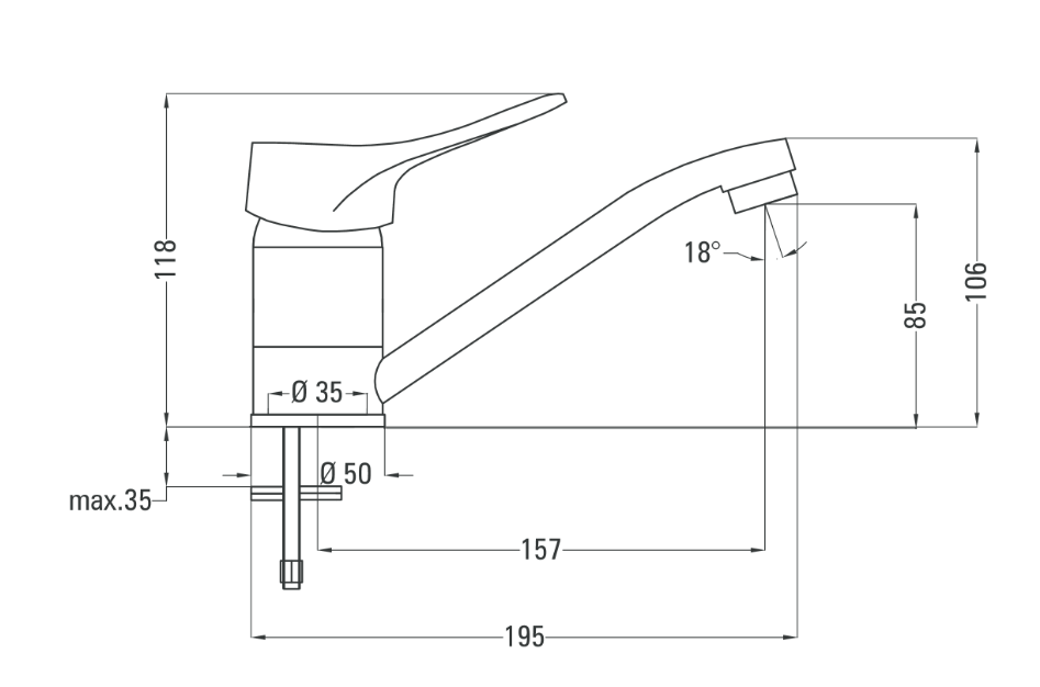 Waschtischarmatur VERO mit kurzem Auslauf ca. 18 cm, Einhandmischer, Standarmatur, Chrom