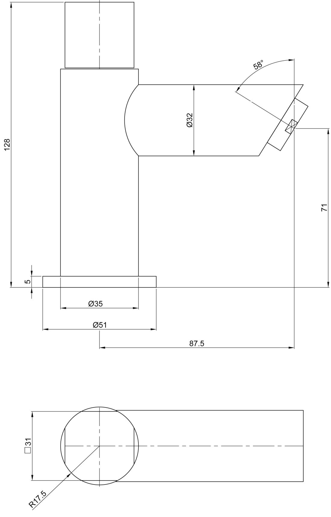 Kaltwasser-Standventil Kairo Waschbecken Armatur für Kaltwasser-Betrieb, Chrom