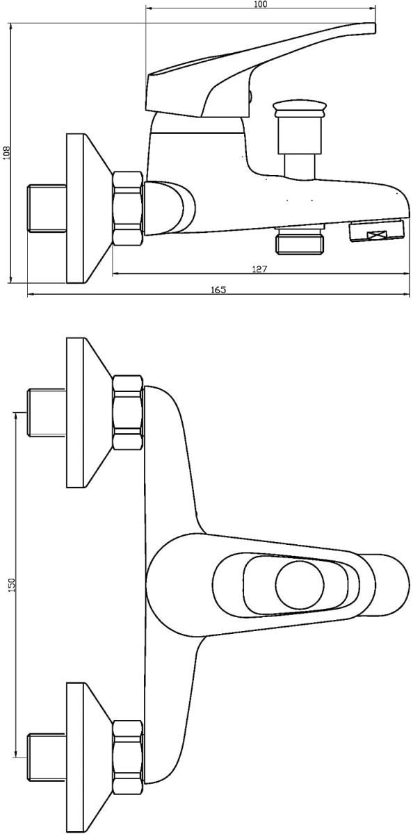 Wannenfüllarmatur Athen, Badewannenarmatur, Einhebelmischer mit Umsteller, Weiß-Chrom