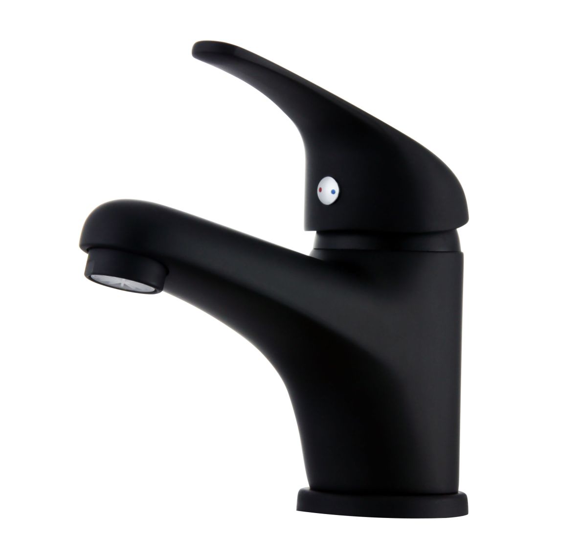 Niederdruck Waschtisch-Einhebelmischer mit Ablaufgarnitur, Farbe schwarz matt