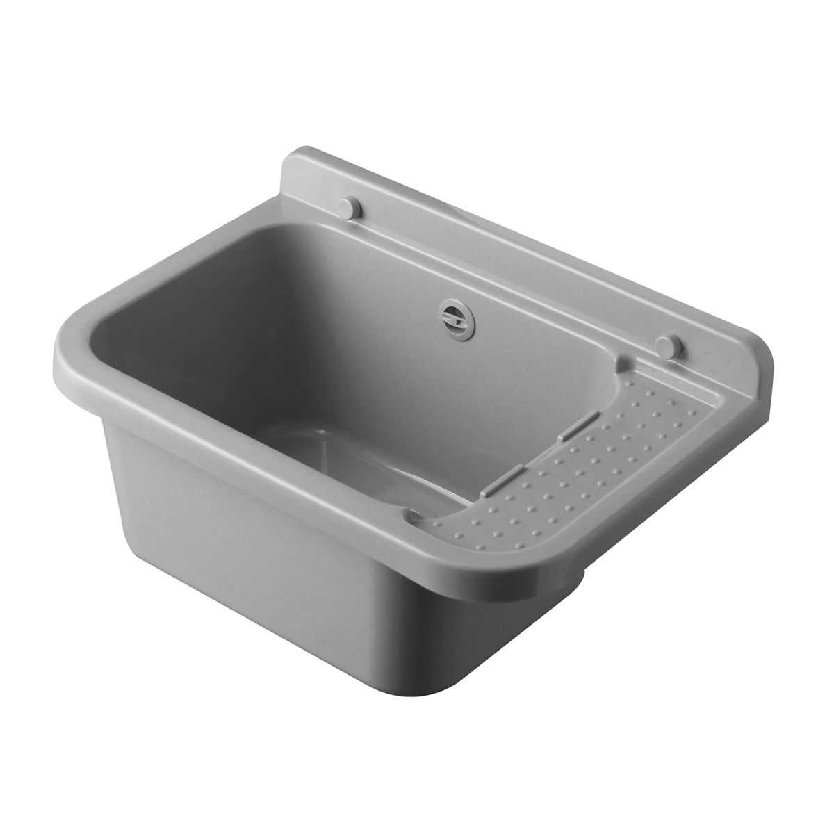 Ausgussbecken GRAU 50, Kunststoff Spülbecken Waschtrog Becken mit Ablaufgarnitur 50x34x21 cm