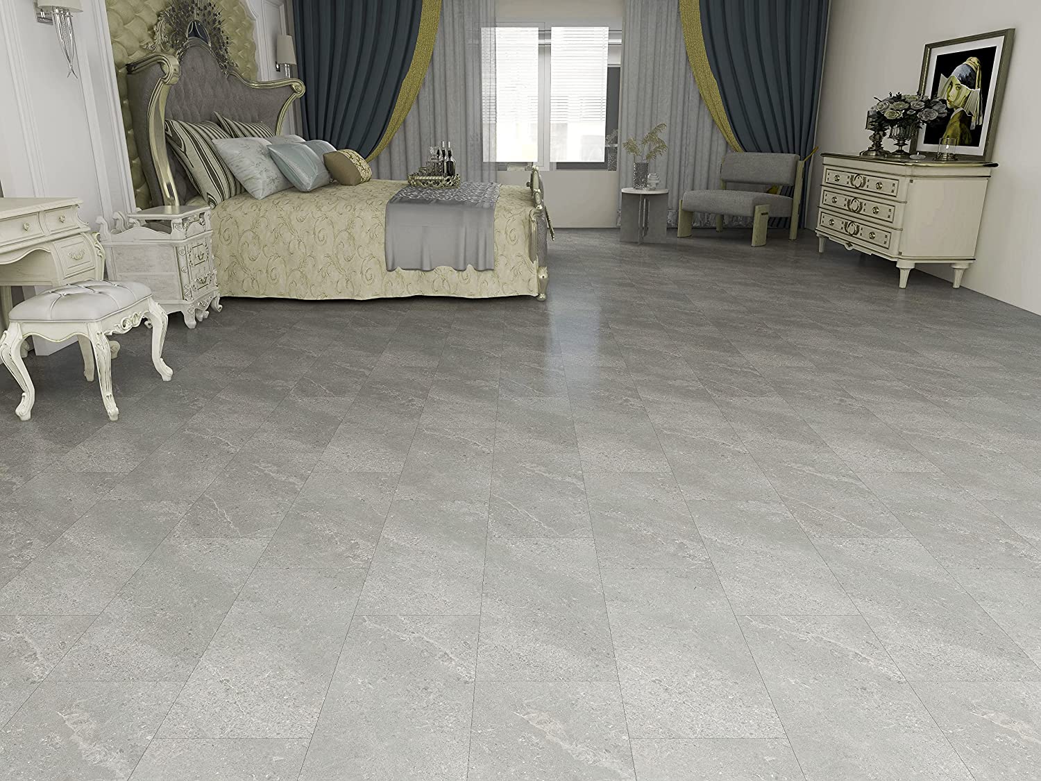 Vinyldesignboden selbstklebend-2,5/0,3mm, 607x303x2,5 mm, 2,759m²/Paket, hellgrau