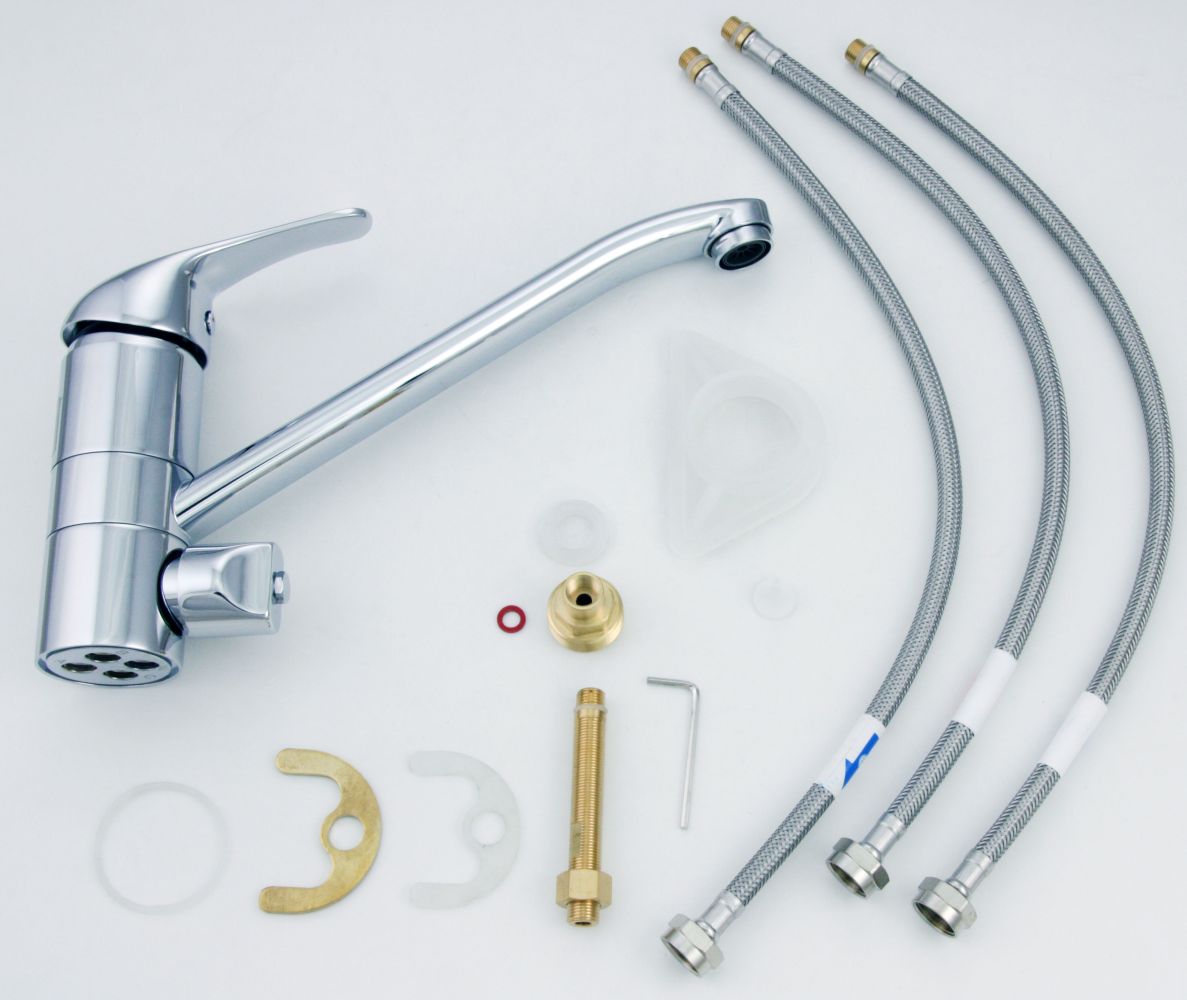 Niederdruck Spültischarmatur mit 3/4" Geräteanschluss Mischbatterie Chrom