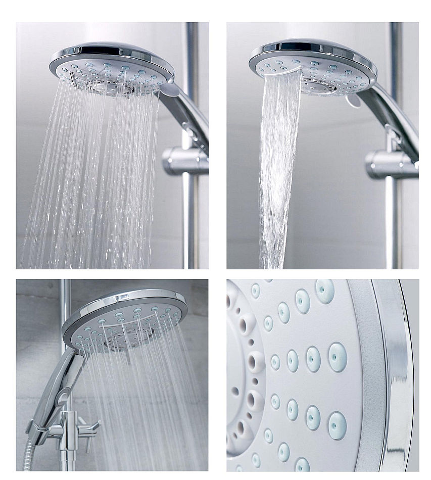 Handbrause Chrom, 5 Funktionen, Wassersparend, Brausekopf Badezimmer