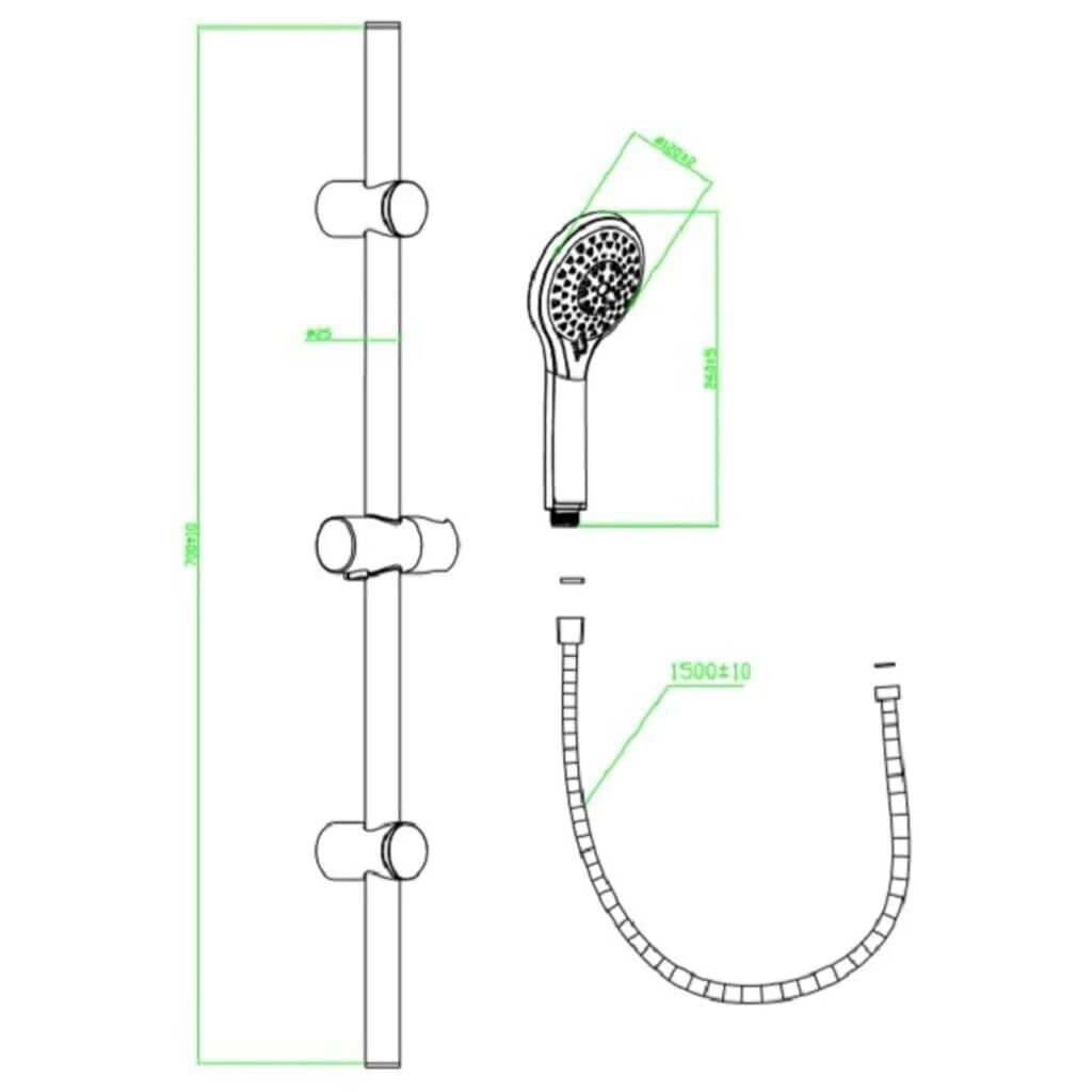 Stangenbrauseset LIANA mit Handbrause, Brauseschlauch und Stange, chrom-weiß