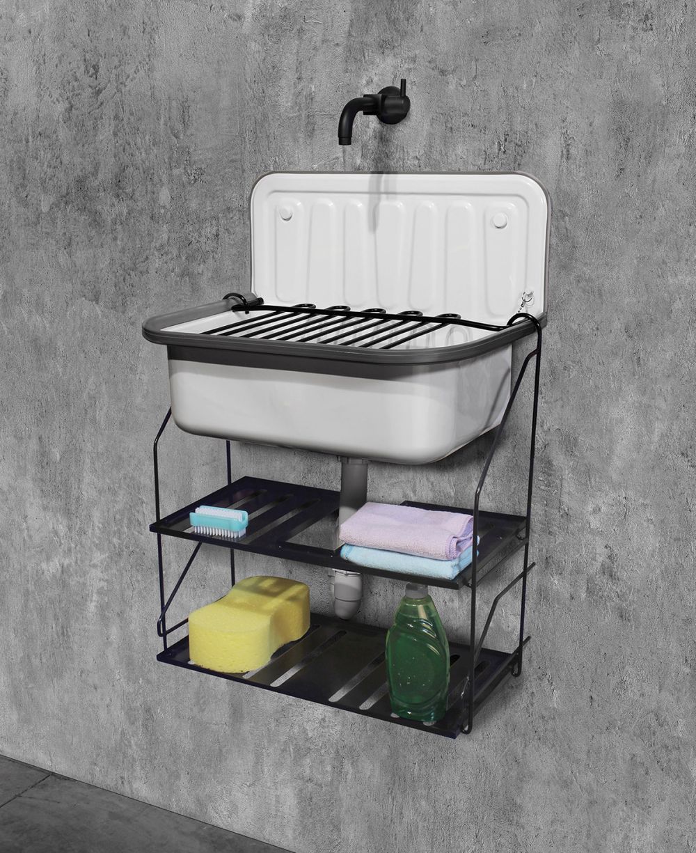 Ablageregal für Ausgussbecken Metall schwarz Aufbewahrer