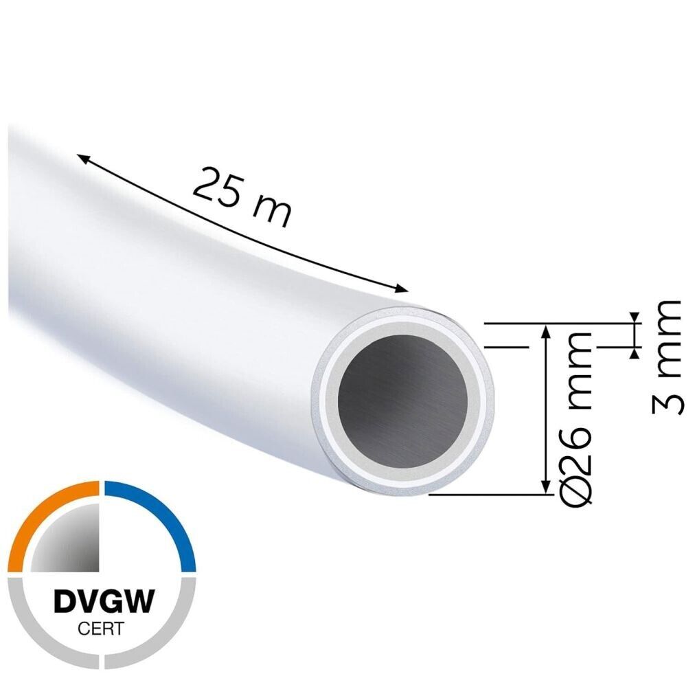 Mehrschichtverbundrohr 26x3mm 25m-Ring Aluverbundrohr, DVGW geprüft, PE/Aluminium, unisoliert