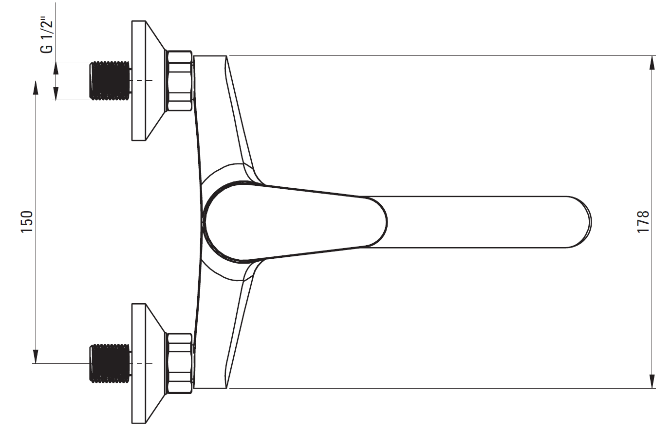 Spültisch-/ Waschtischarmatur, Wandmontage Einhandmischer, kurzer Auslauf ca. 18 cm, Chrom