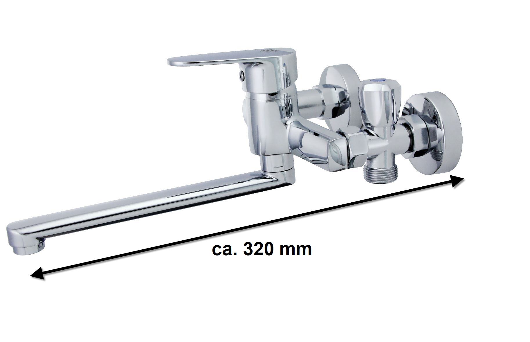 Spültischarmatur mit Adapter für Spül-/ Waschmaschine 3/4", Wandmontage, Chrom