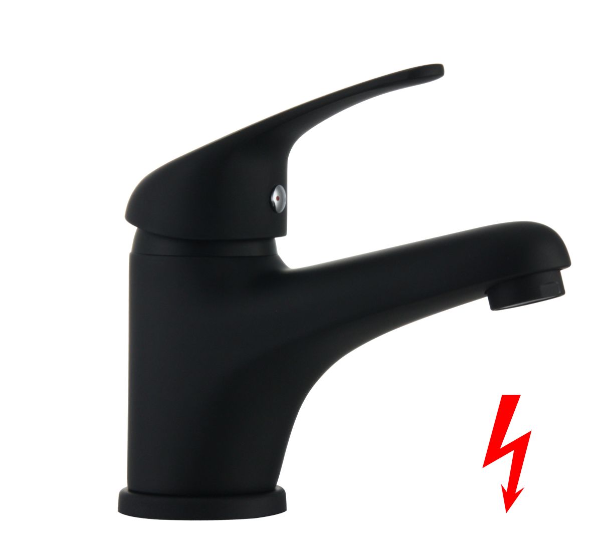Niederdruck Waschtisch-Einhebelmischer mit Ablaufgarnitur, Farbe schwarz matt