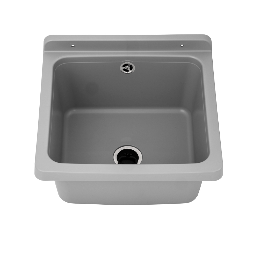 Waschbecken RIVA Kunststoff Spülbecken Waschtrog Ausgussbecken, grau, 40x38x22,8 cm