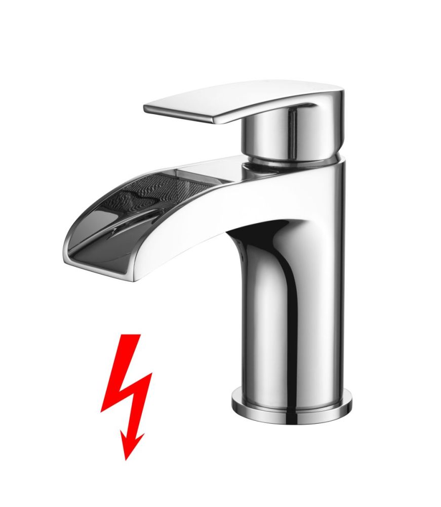 Niederdruck Waschtischarmatur Wasserfall Strahl Einhebelmischer Waschbeckenmischer, Chrom
