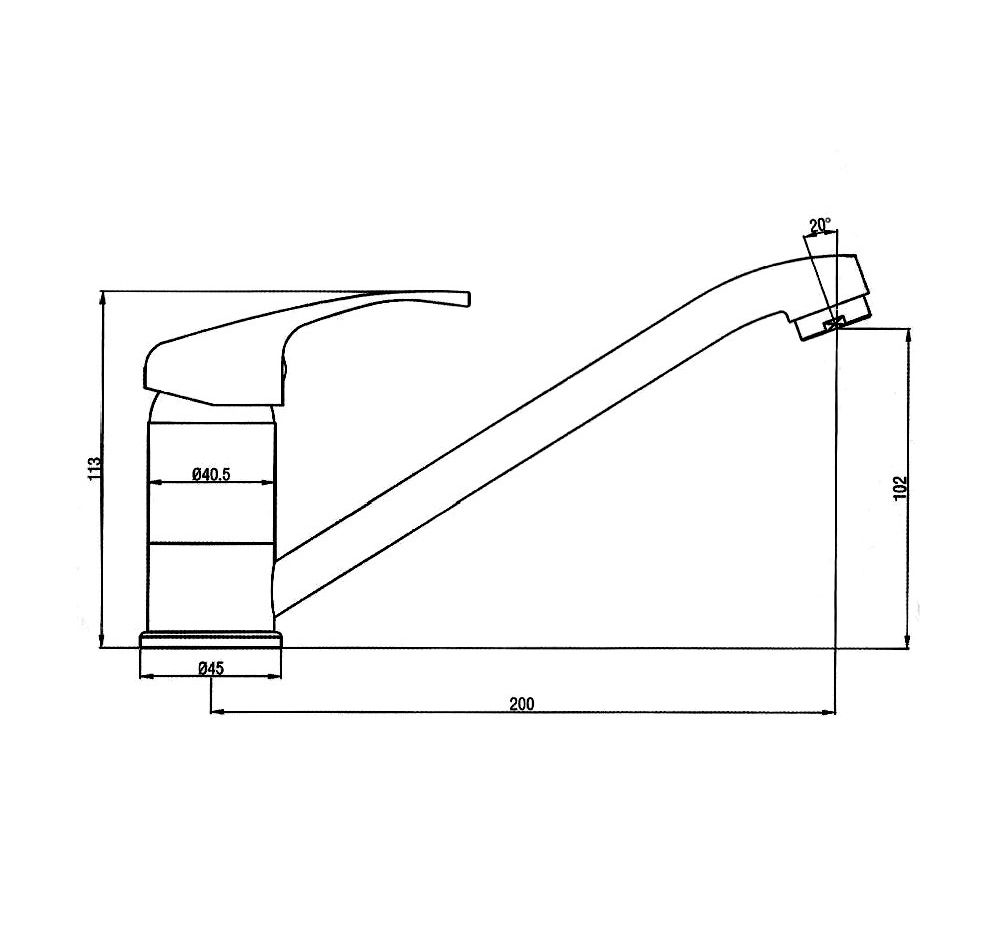 Niederdruck Einhebelmischer Chrom Küchenarmatur Boiler Armatur, Hebel geschlossen