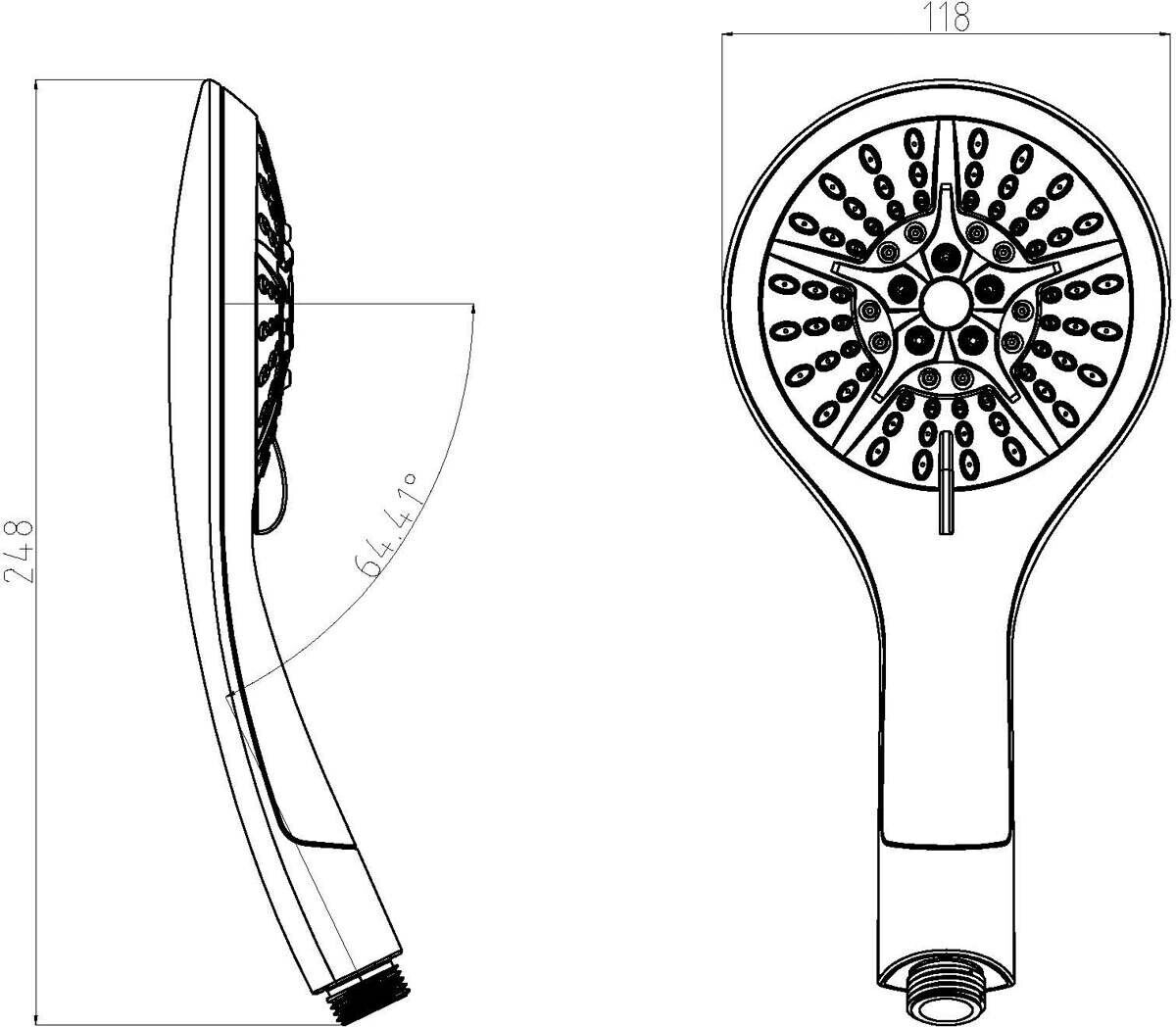 Handbrause weiß/chrom 5 Funktionen mit Brauseschlauch 2m Duschkopf Bad