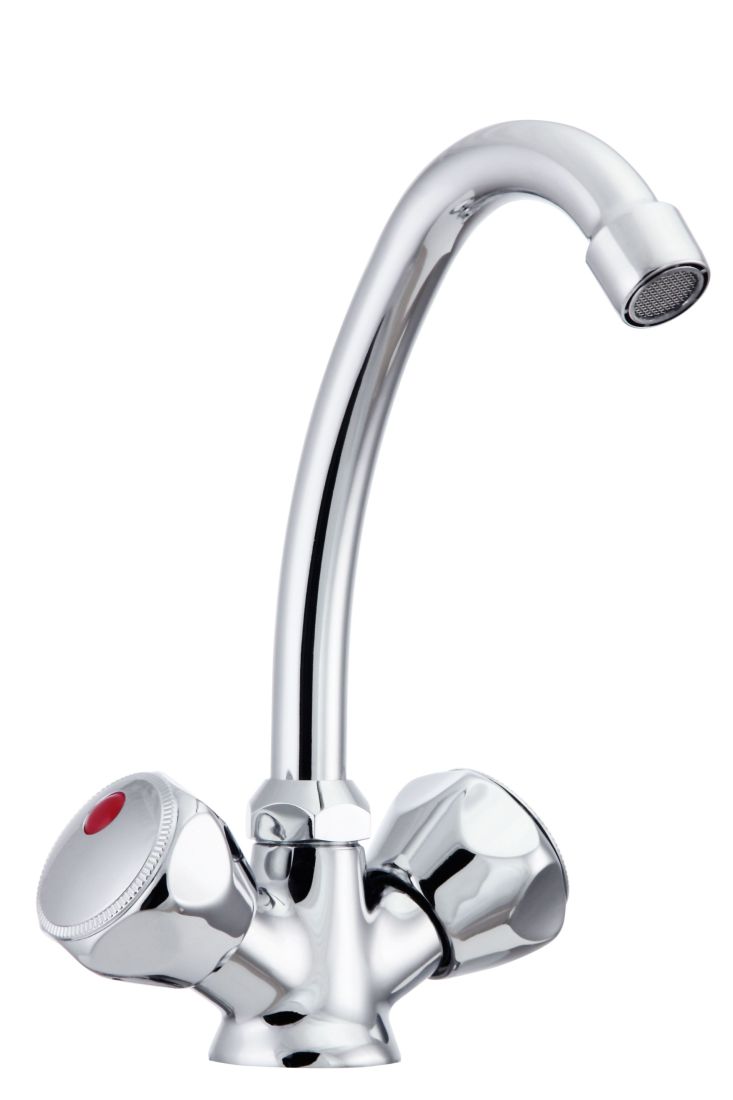 Waschtisch Armatur Standard Stand Waschbeckenarmatur Zweigriff Mischer, Chrom