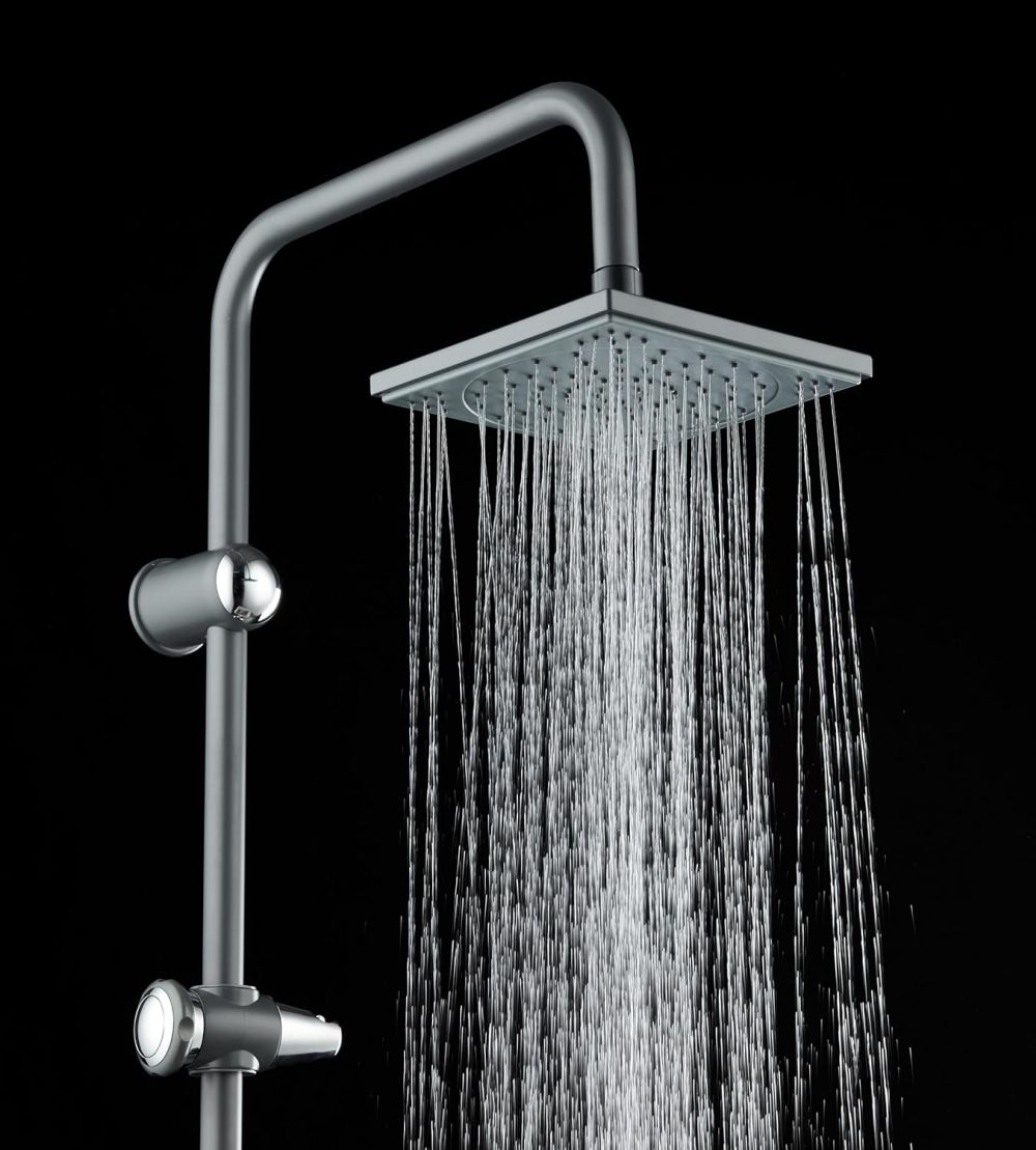 Duschsäule Fine shower Nakia in matt dunkelgrau inklusive Kopf- und Handbrause