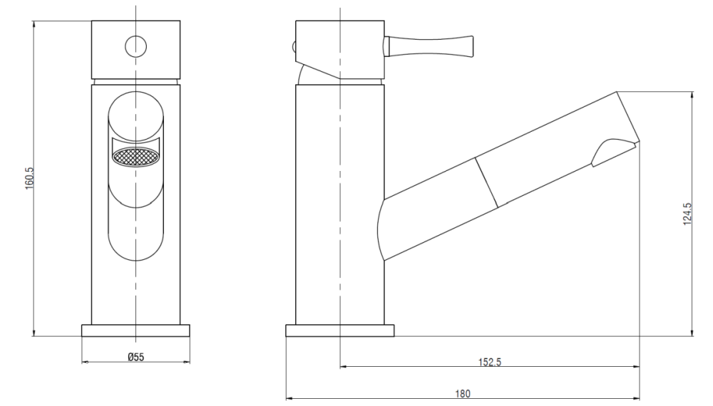 Küchenarmatur Niederdruck mit herausziehbarer Brause aus Metall, Spültischarmatur, Chrom